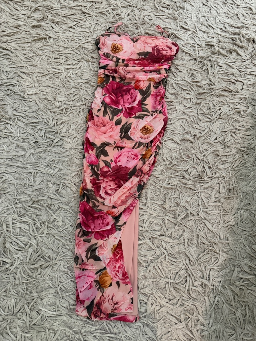 Express Pink Floral One-Shoulder Maxi Dress